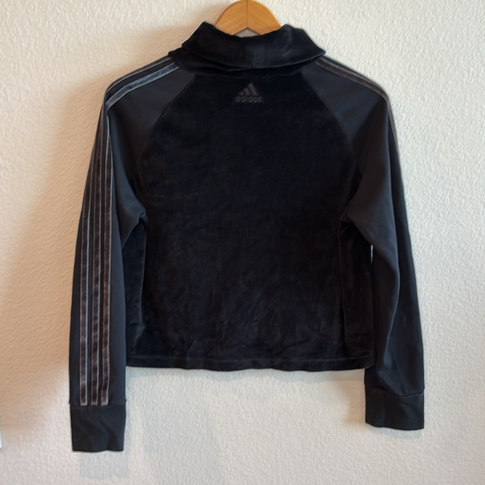 Adidas Training Sid Black Velour Long Sleeve Turtleneck Pullover Sweater  M - Picture 3 of 11